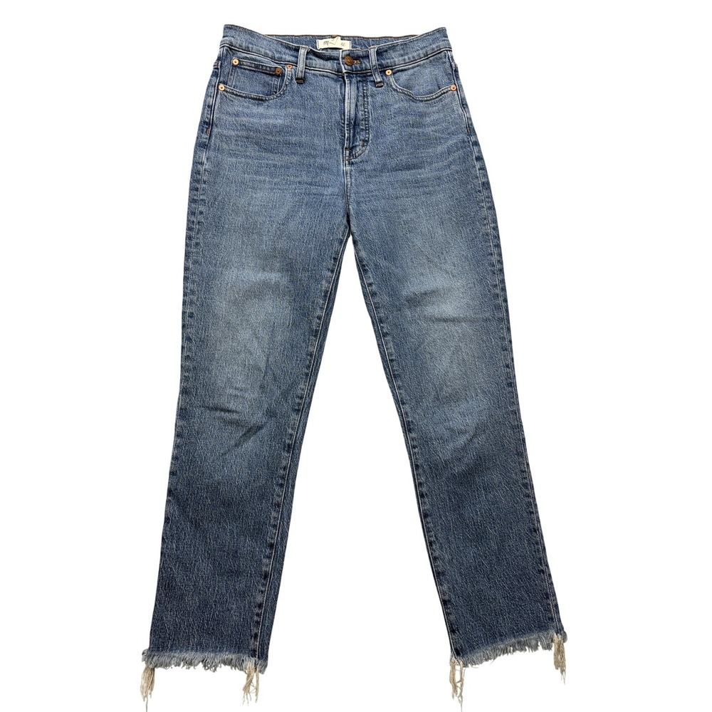 Madewell Womens Jeans 28 The Perfect Vintage High Rise Crop Blue Denim Raw Hem